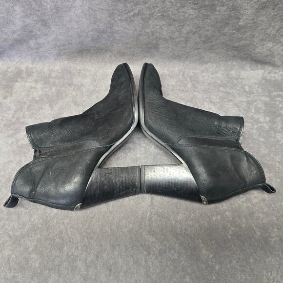 Michael Kors Black Leather Pull On Closed Toe Ankle Booties Heeled Shoes - Picture 5 of 11